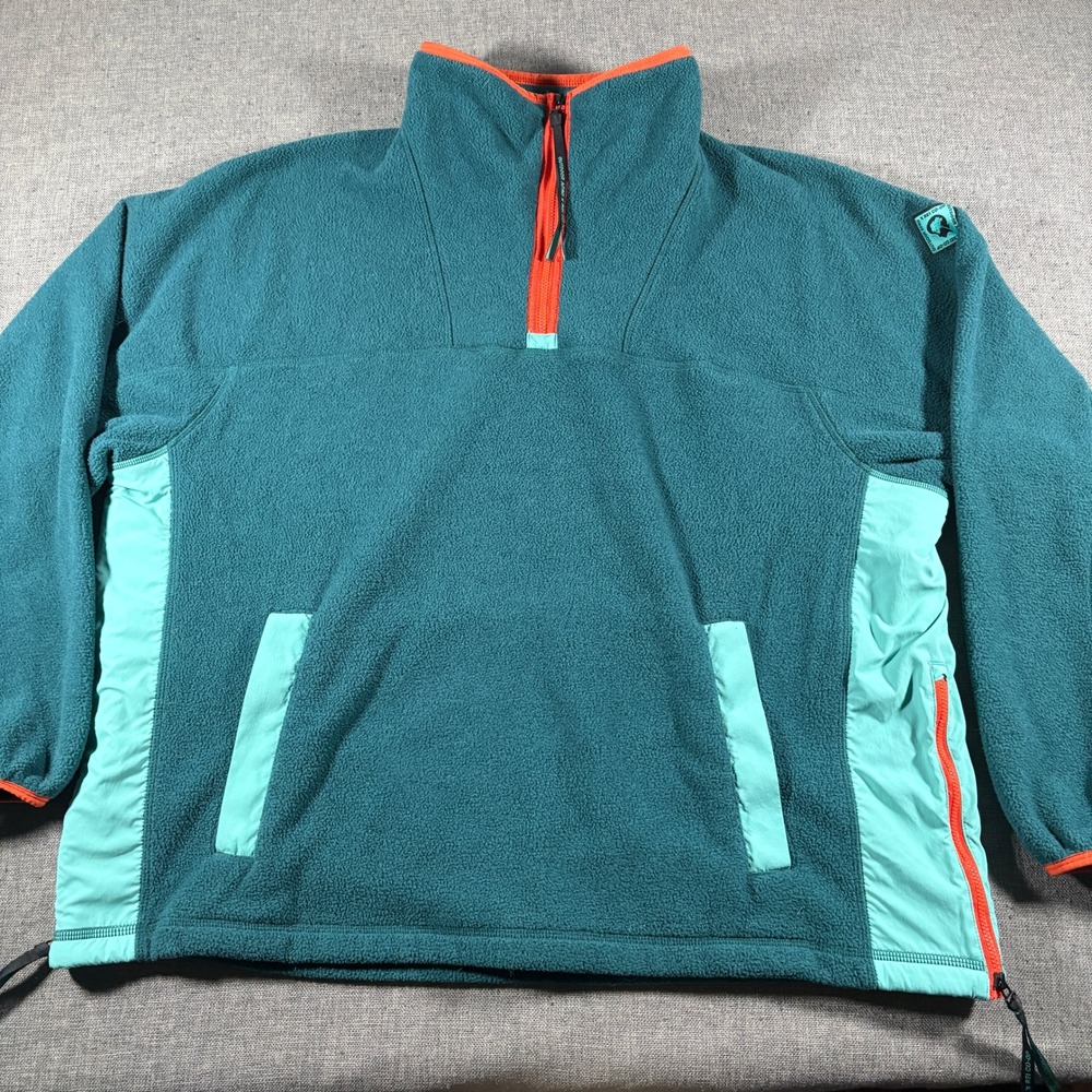 Outdoor Afro x REI Co-op Fleece Pullover Mens XL Teal Orange Quarter Zip Jacket